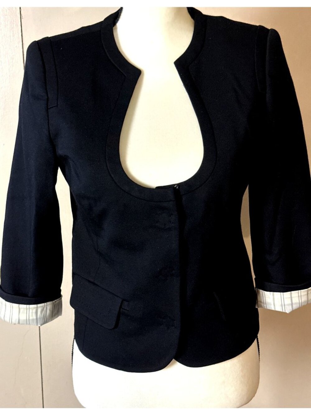 Minimalist Black Jacket 2 Trina Turk Snap Closure Soft Rayon